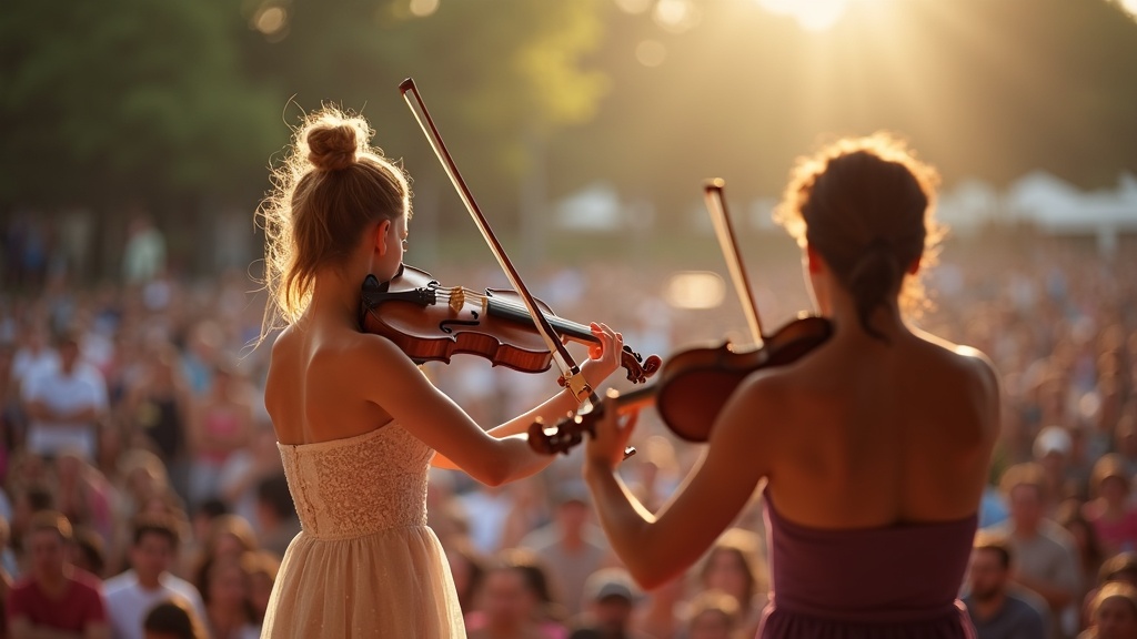 violinista tocando en un festival de musica en Espana