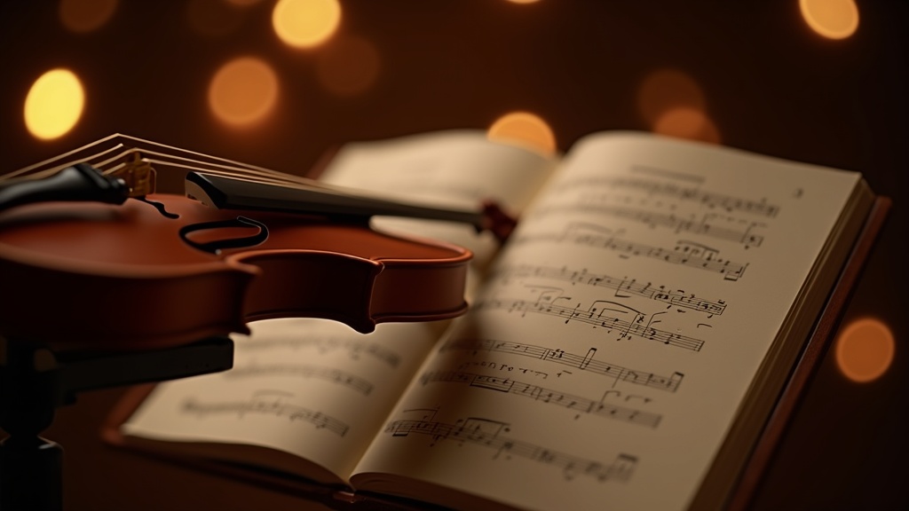 violin y partitura detalle musical