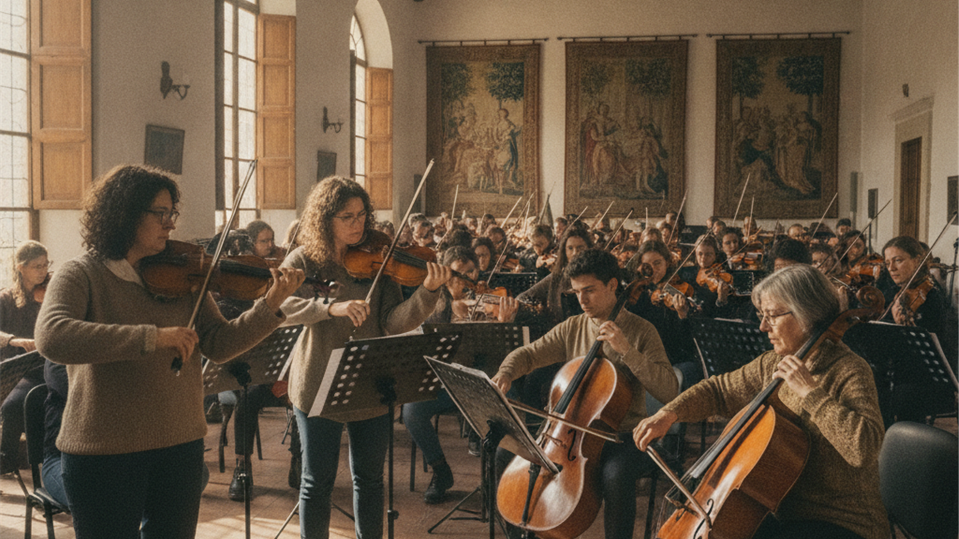 violinistas ensayo orquesta